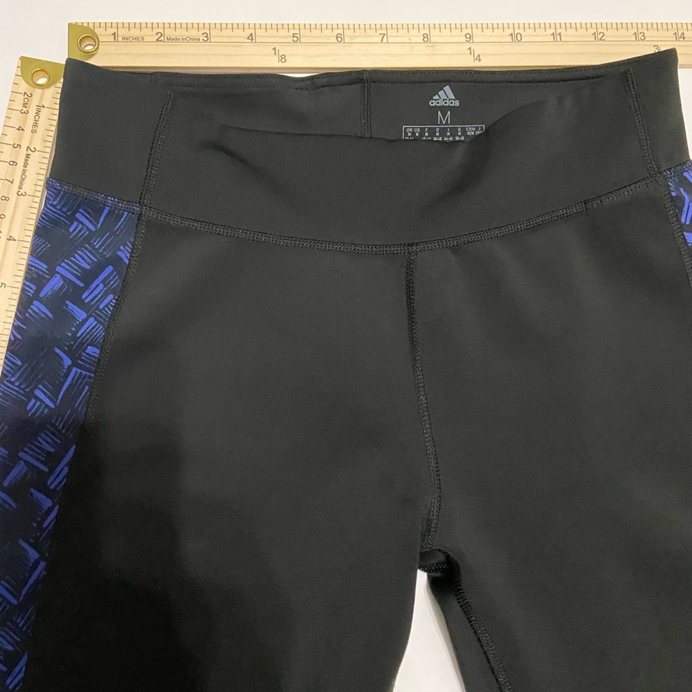 Adidas Women's Active Climalite Leggings Black w/ pattern waist pocket Sz. M